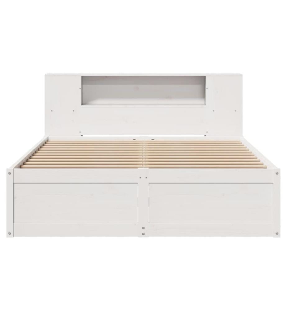 Cadre de lit sans matelas blanc 140x190 cm bois de pin massif
