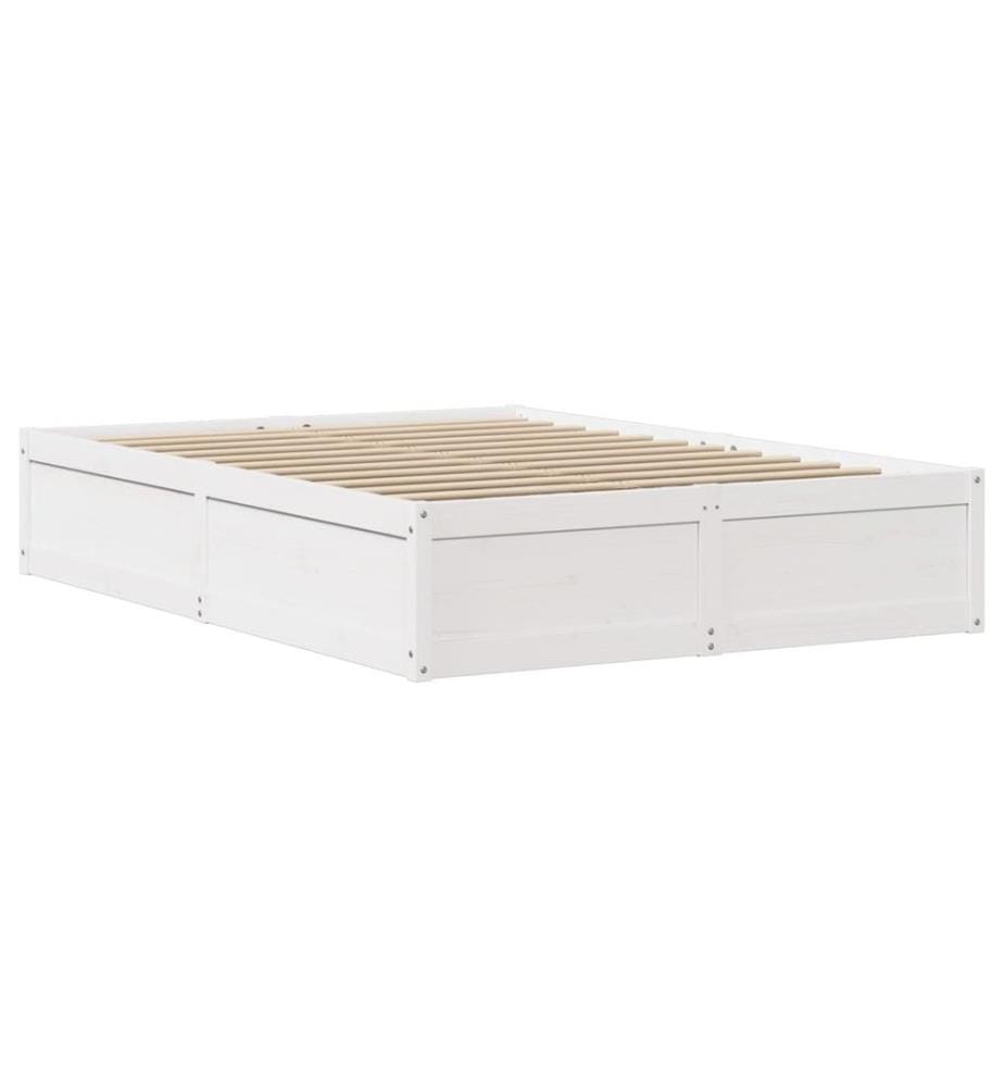 Cadre de lit sans matelas blanc 140x190 cm bois de pin massif