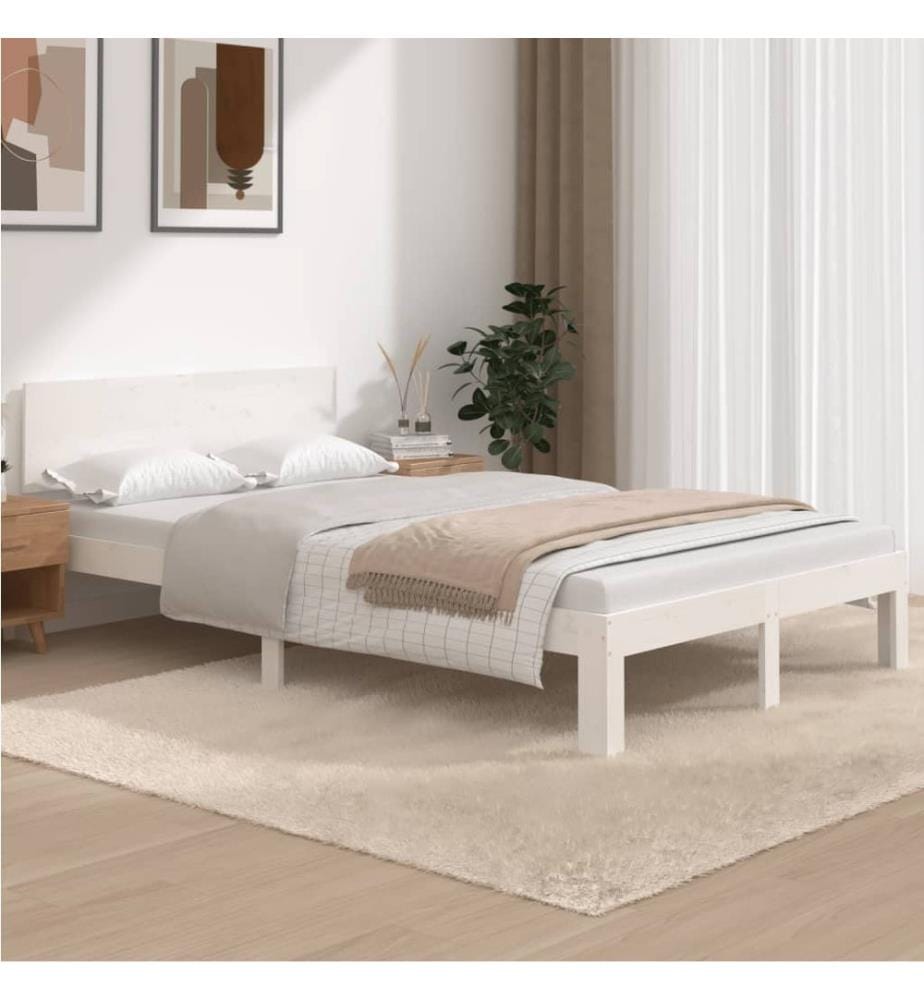 Cadre de lit sans matelas blanc bois de pin massif 120x200 cm