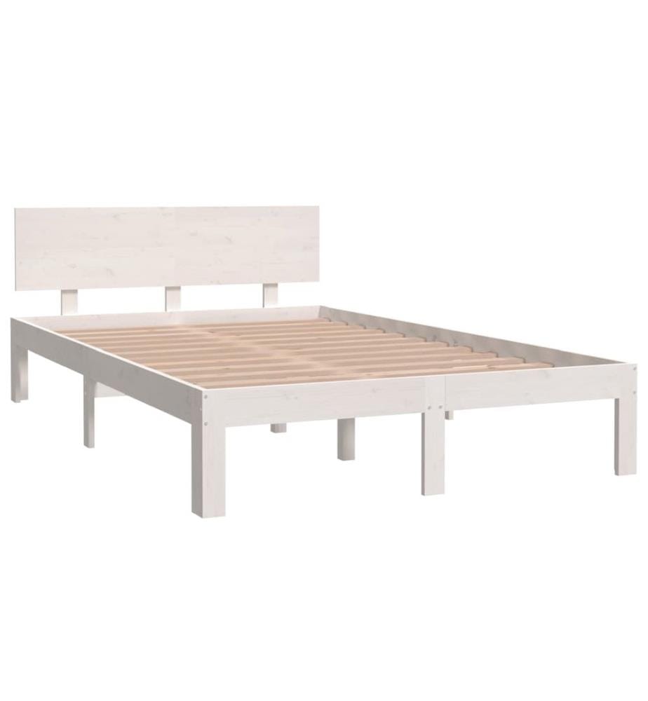 Cadre de lit sans matelas blanc bois de pin massif 120x200 cm