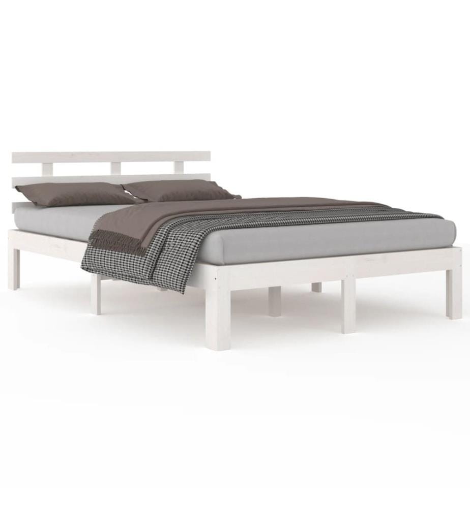 Cadre de lit sans matelas blanc bois massif 180x200 cm