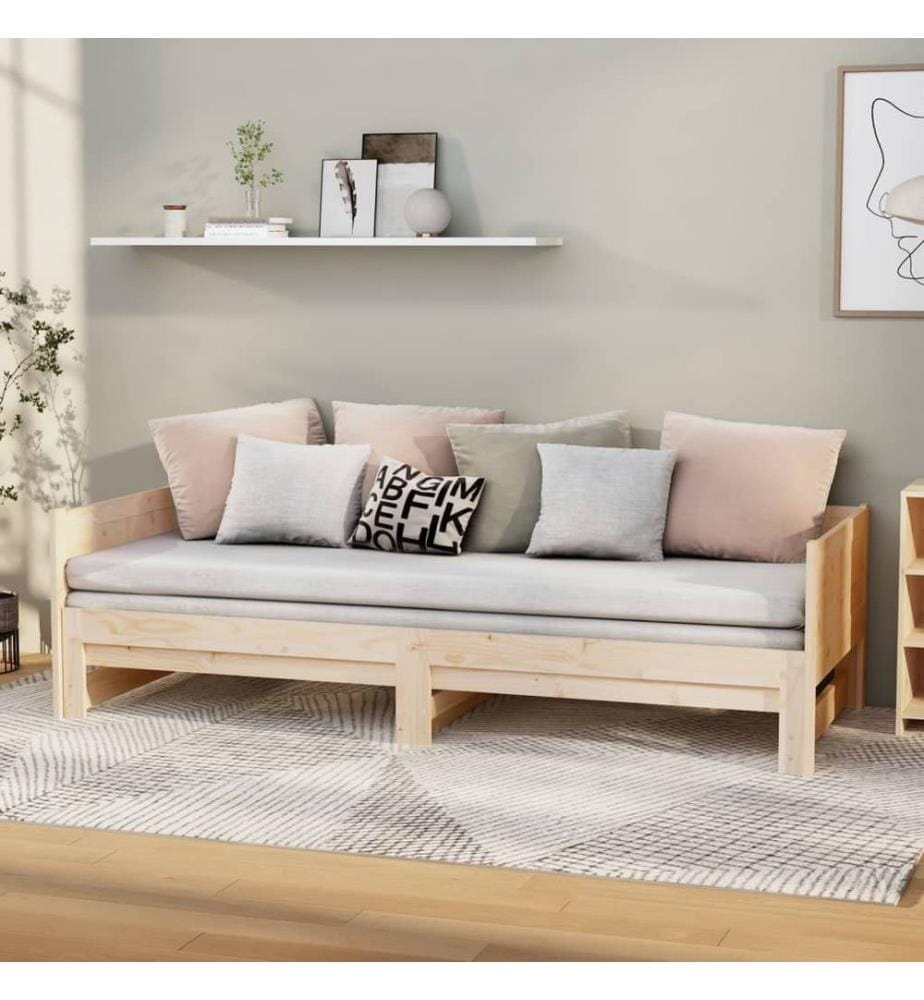 Lit coulissant sans matelas bois de pin solide 2x(80x200) cm