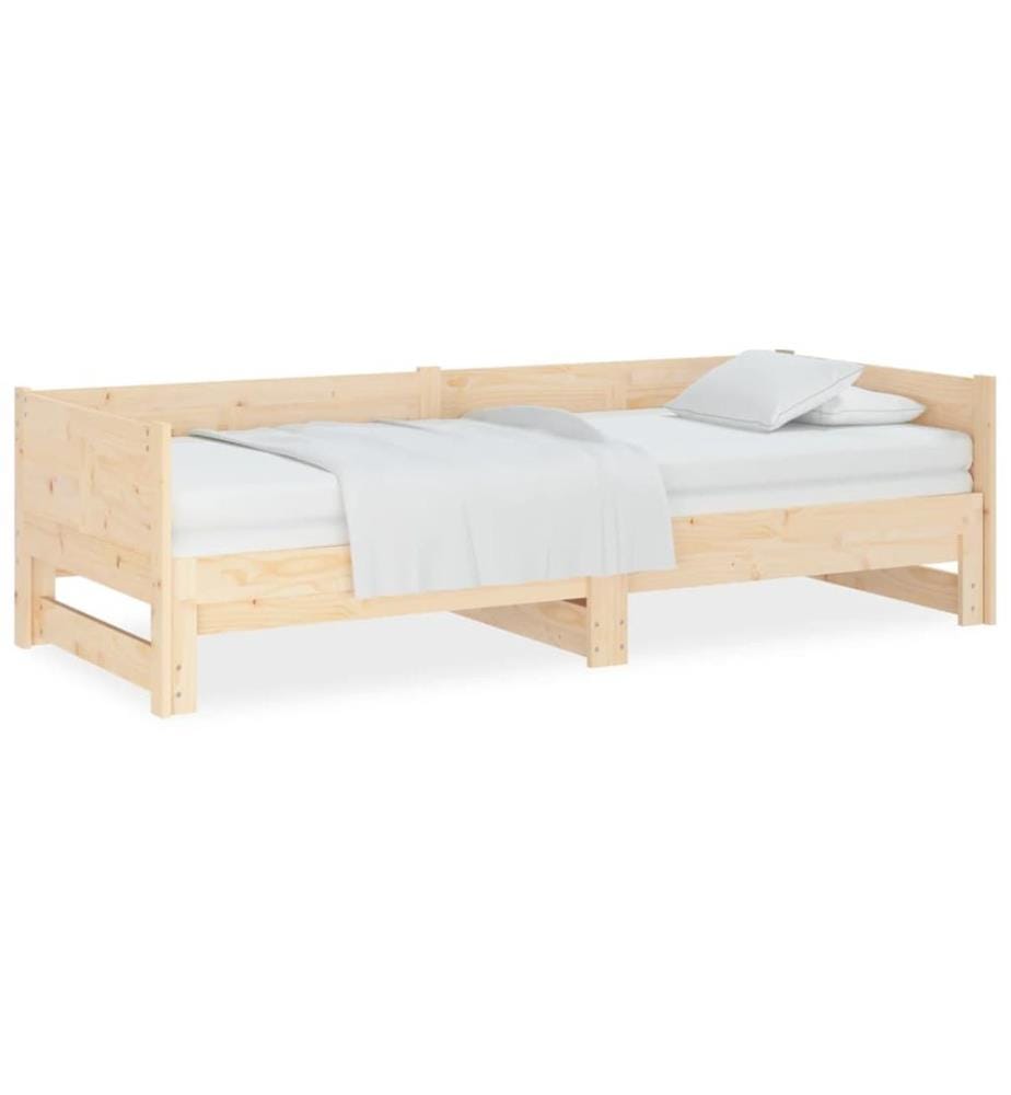 Lit coulissant sans matelas bois de pin solide 2x(80x200) cm