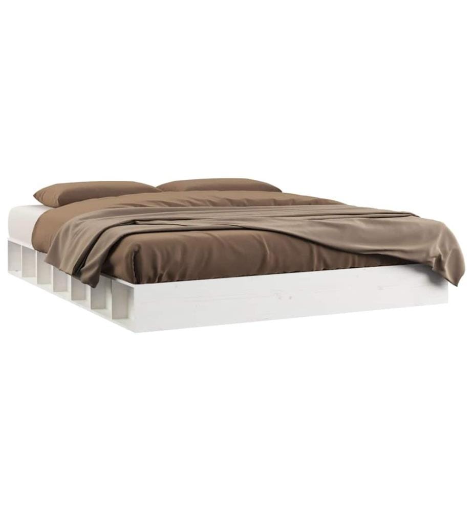 Cadre de lit sans matelas blanc 160x200 cm bois massif