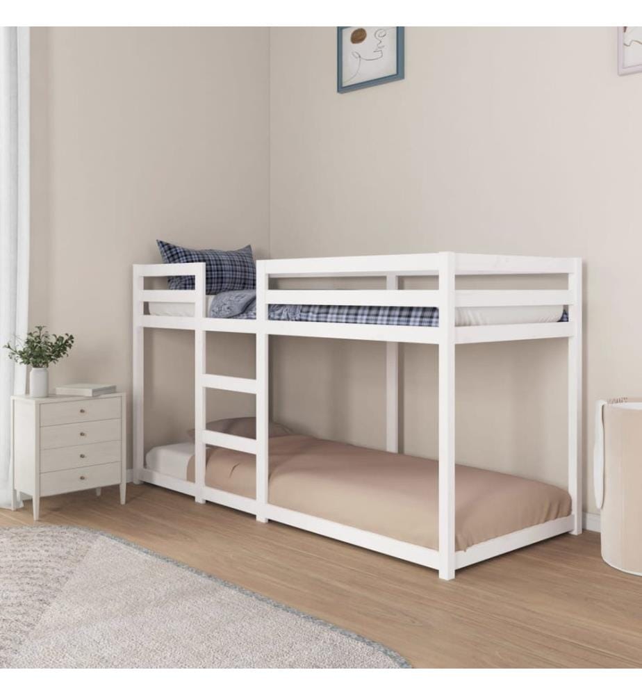 Lit superposé sans matelas blanc 80x200 cm bois de pin massif