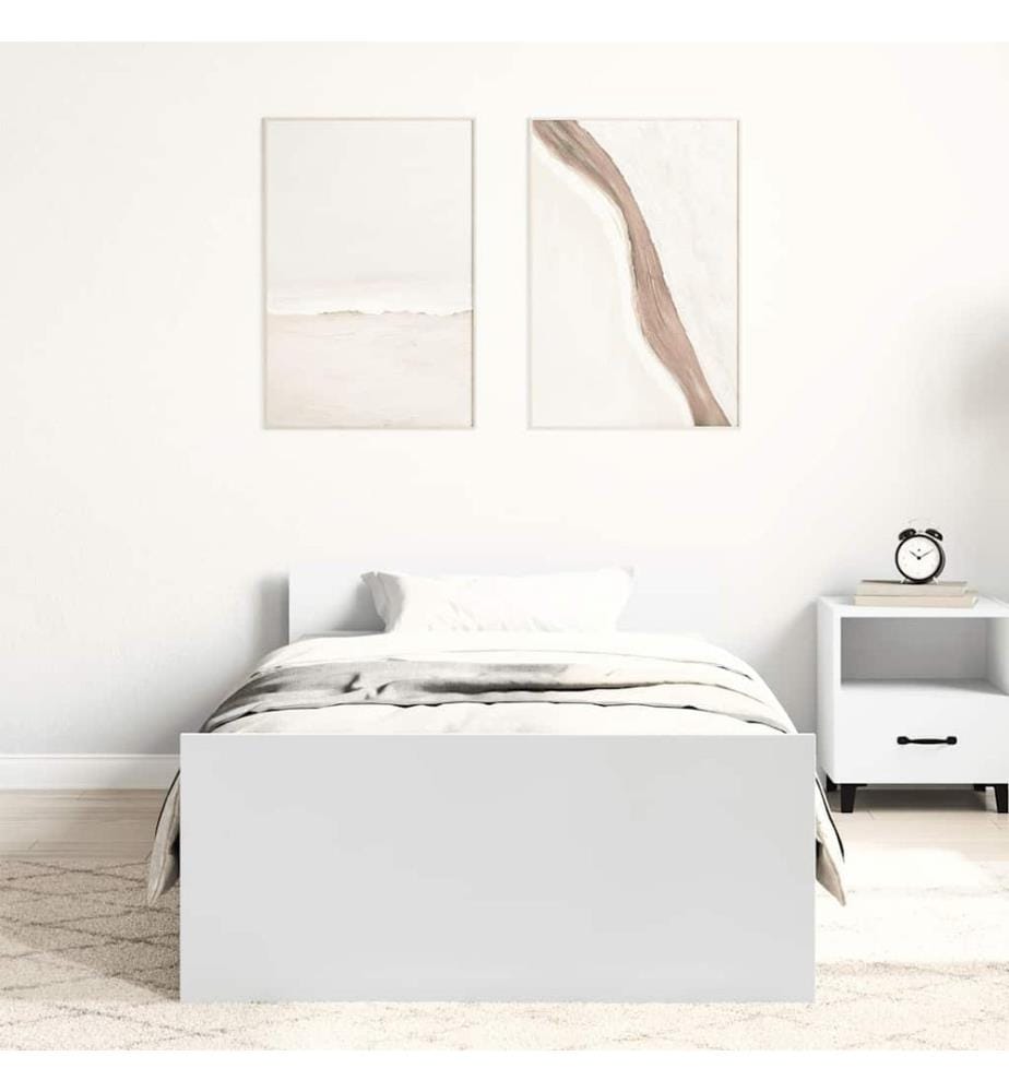 Cadre de lit sans matelas blanc 90x190 cm bois d'ingénierie