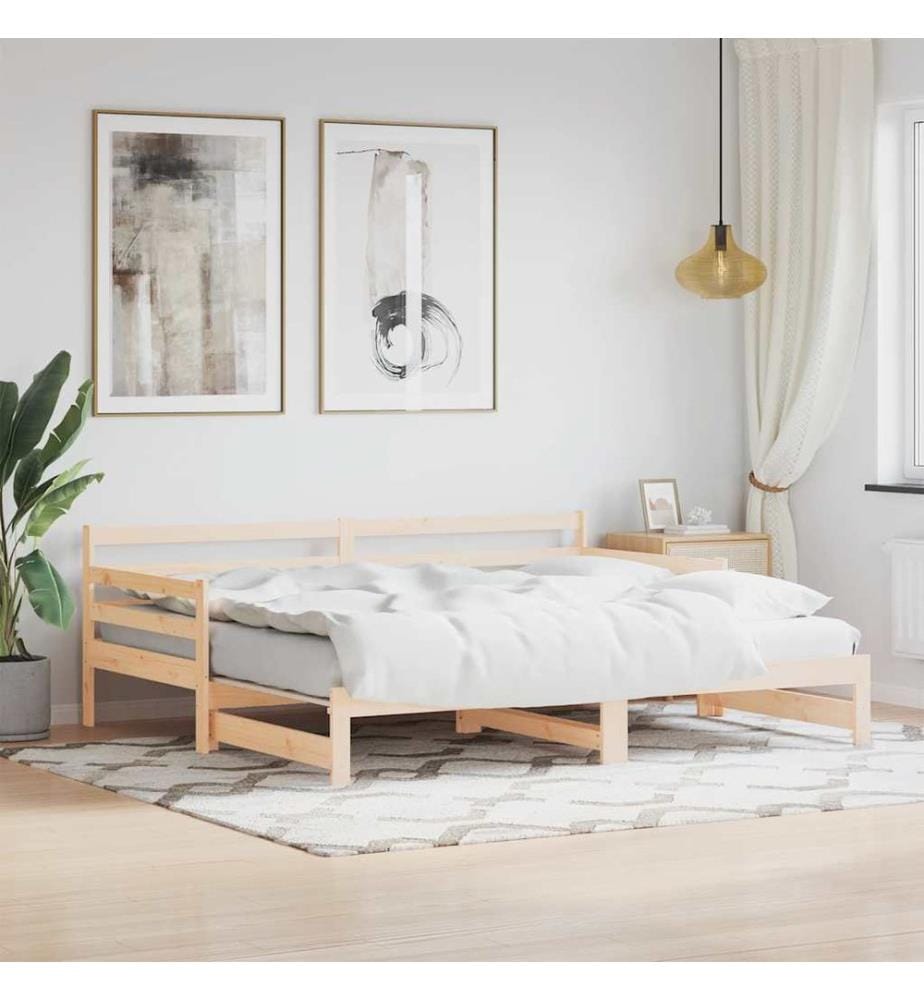 Lit de jour et lit gigogne sans matelas 90x200 cm bois massif