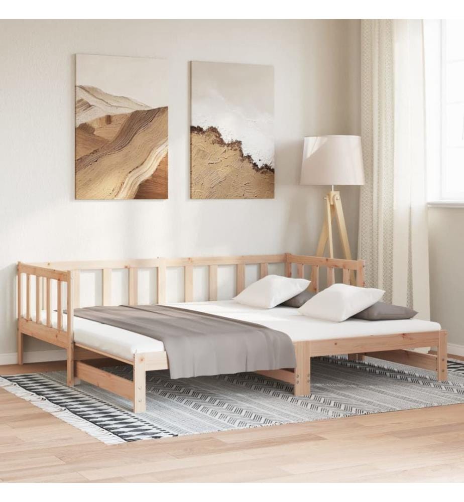 Lit de jour et lit gigogne sans matelas 90x200 cm bois massif