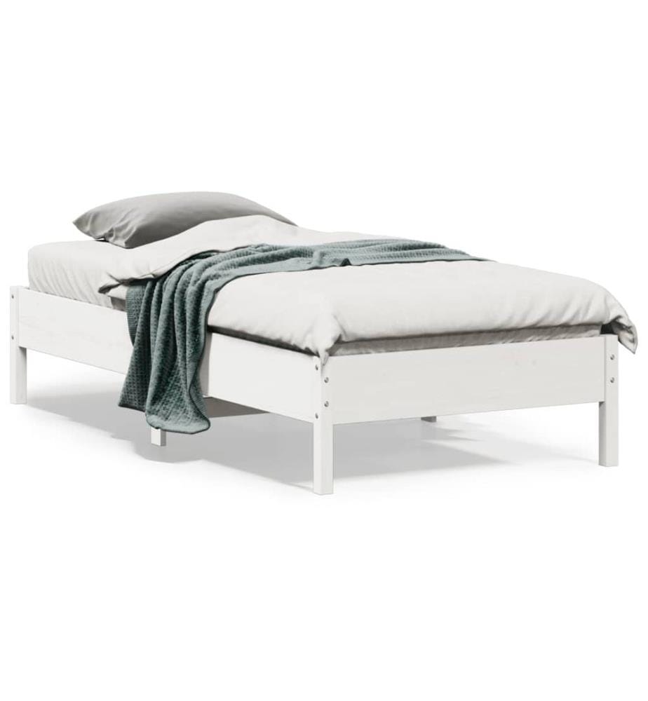 Cadre de lit sans matelas blanc 90x190 cm bois de pin massif