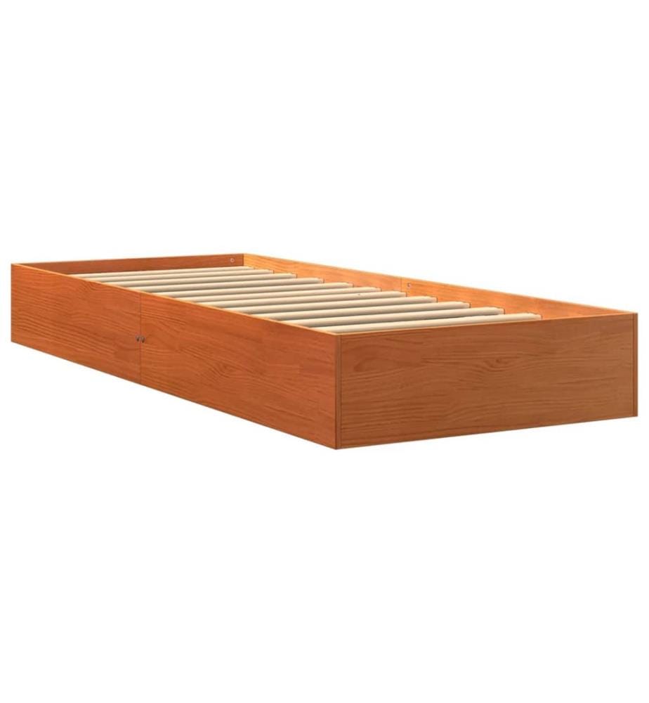 Massivholzbett ohne Matratze Wachsbraun 75x190 cm Kiefernholz