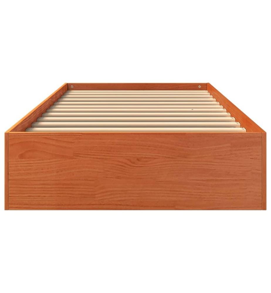 Massivholzbett ohne Matratze Wachsbraun 75x190 cm Kiefernholz
