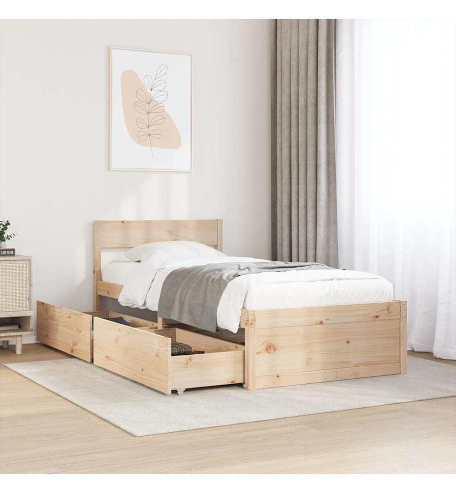 Cadre de lit sans matelas 90x190 cm bois de pin massif