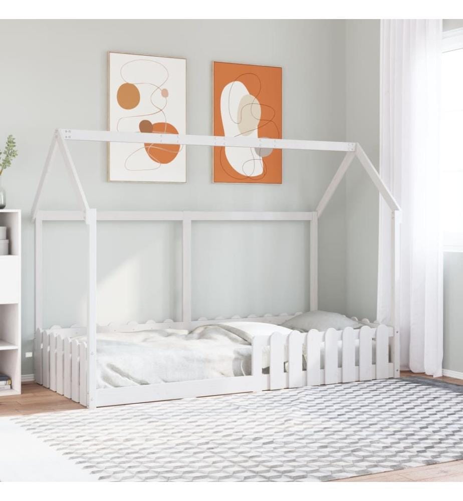 Cadre de lit d'enfants forme de maison sans matelas 90x190 cm