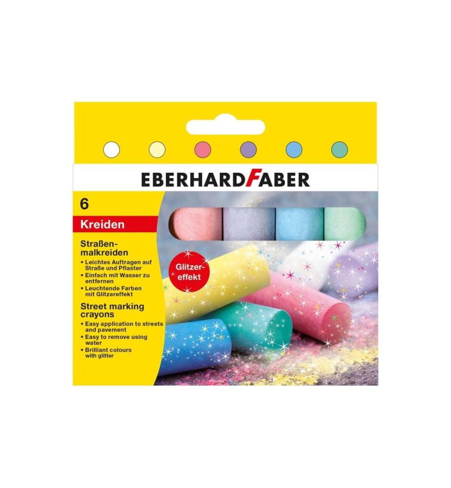 EBERHARD FABER - Craie de rue Paillettes, 6 pièces