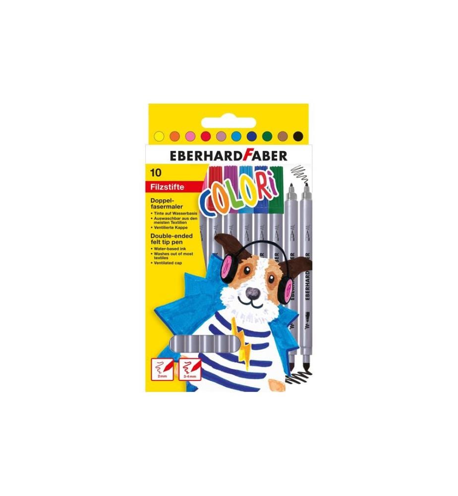 EBERHARD FABER - Crayon feutre 2 pointes, étui carton de 10