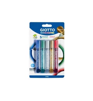 GIOTTO - Crayon à paillettes Glitterglue Metallix Multicolore, 5 pièces