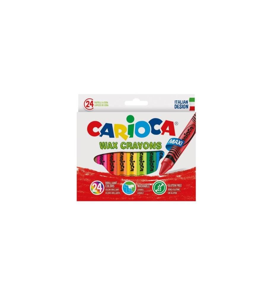 CARIOCA - Wachsmalstifte Maxi Wax Ø 12 mm, 24-teilig, Mehrfarbig