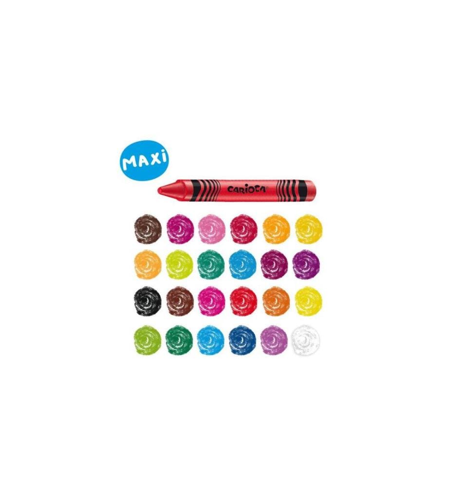CARIOCA - Wachsmalstifte Maxi Wax Ø 12 mm, 24-teilig, Mehrfarbig