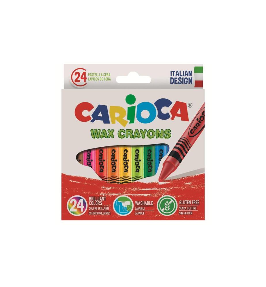CARIOCA - Farbstifte Wax Ø 8 mm, 24 Stück, Mehrfarbig