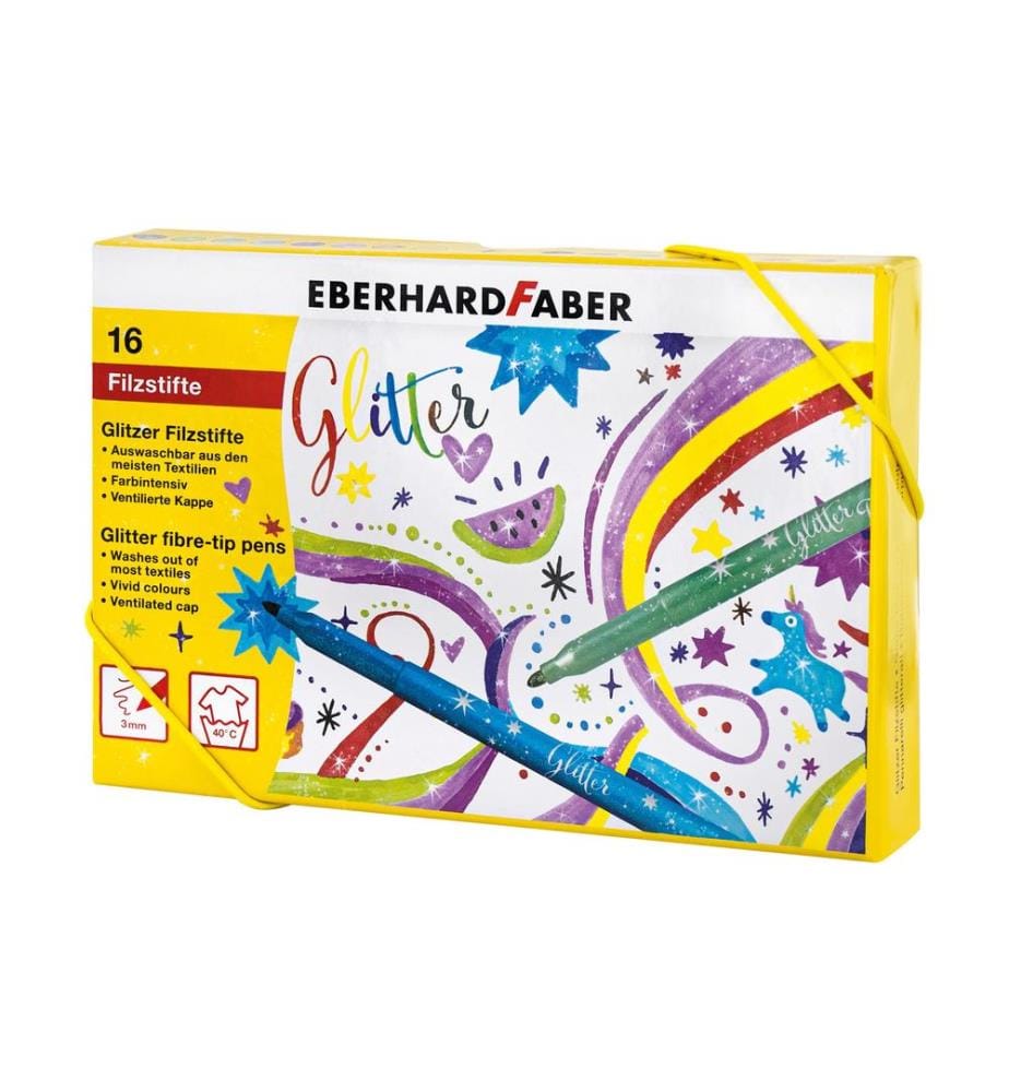 EBERHARD FABER - Crayon feutre Paillettes 16 pièces, multicolore