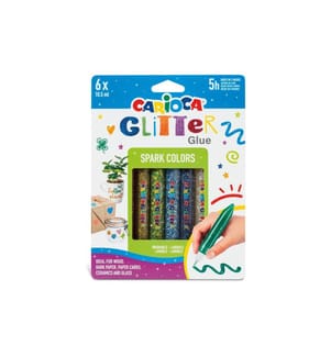 CARIOCA - Crayon à paillettes Glitter Glue Spark 6 pièces, multicolore