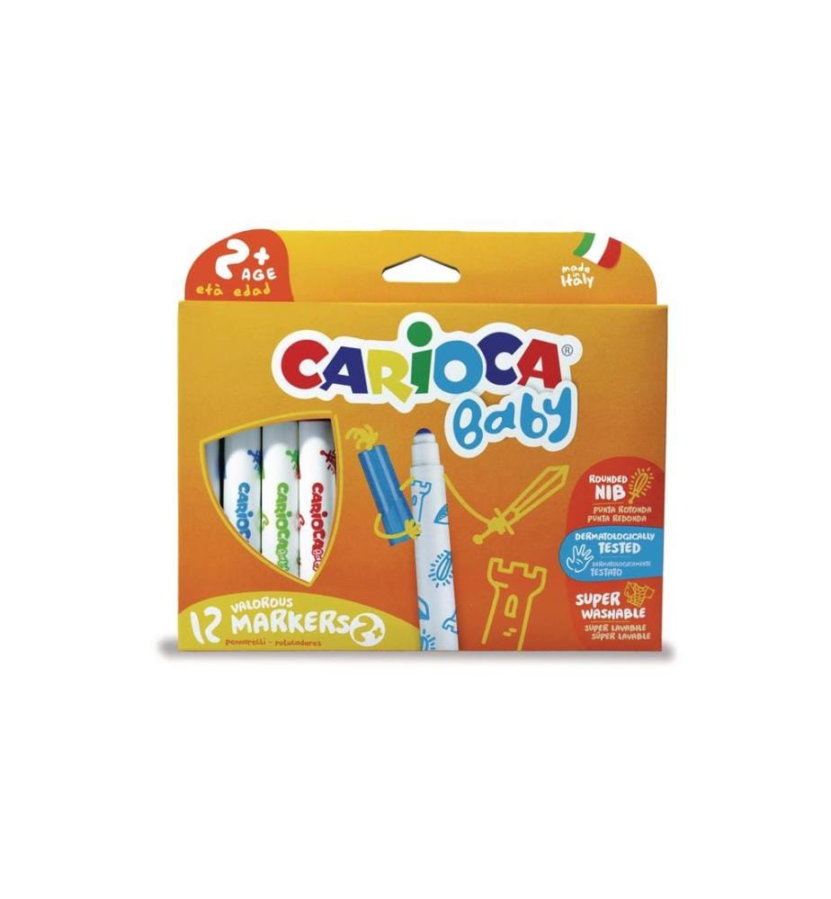 CARIOCA - Fasermaler Baby 2+ 12 Stück, Mehrfarbig