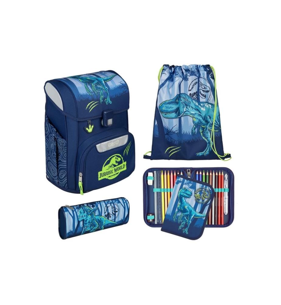 SCOOLI - Schulrucksack-Set EasyStart Jurassic World, 5-teilig