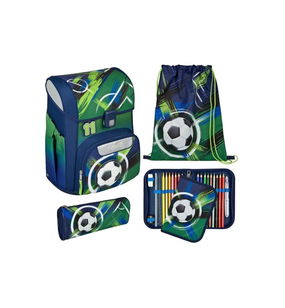 SCOOLI - Schulrucksack-Set EasyStart Fussball, 5-teilig