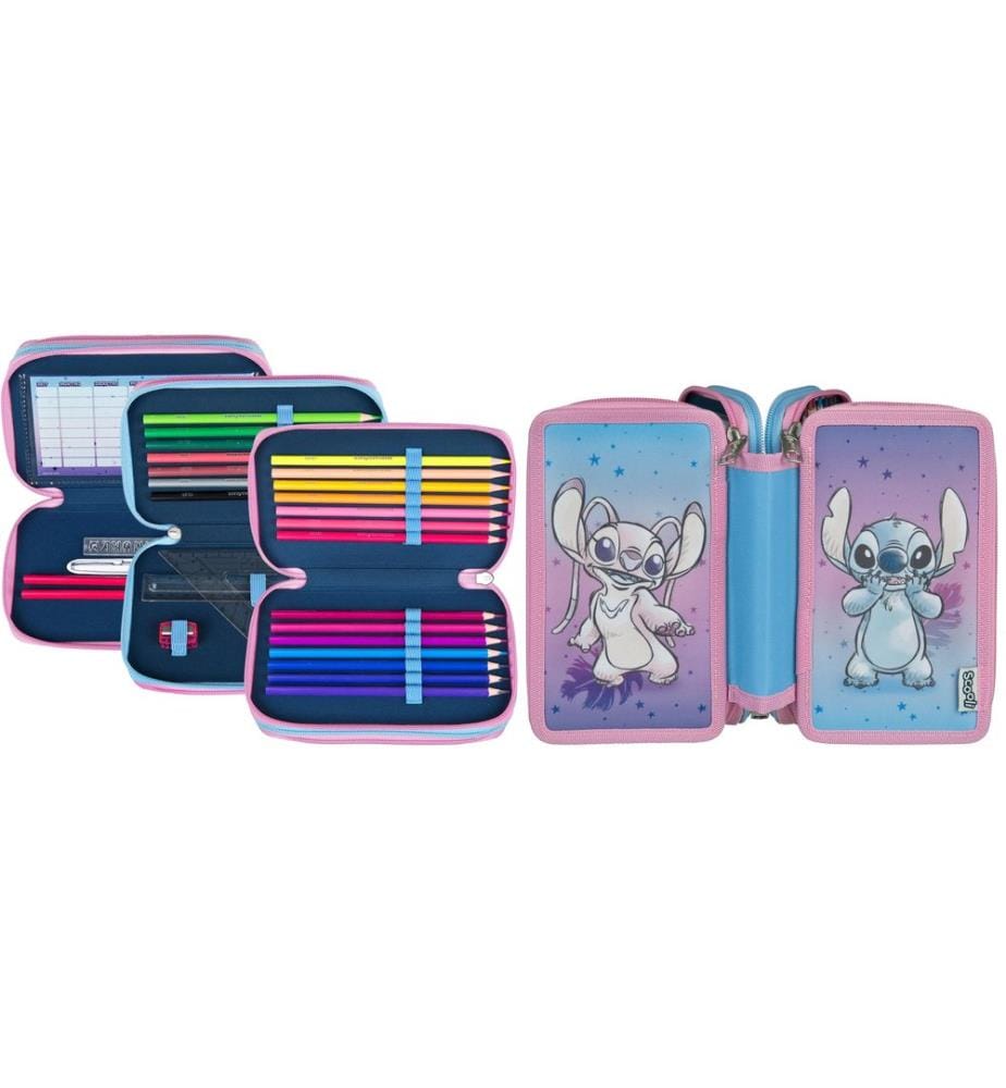 SCOOLI - Trousse de toilette Tripledecker Lilo et Stitch rempli