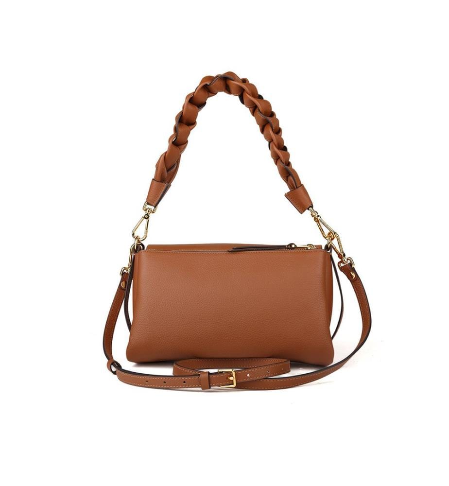 Boheme Grana Double Handtasche - Genarbtes Leder - Cognac/Schwarz