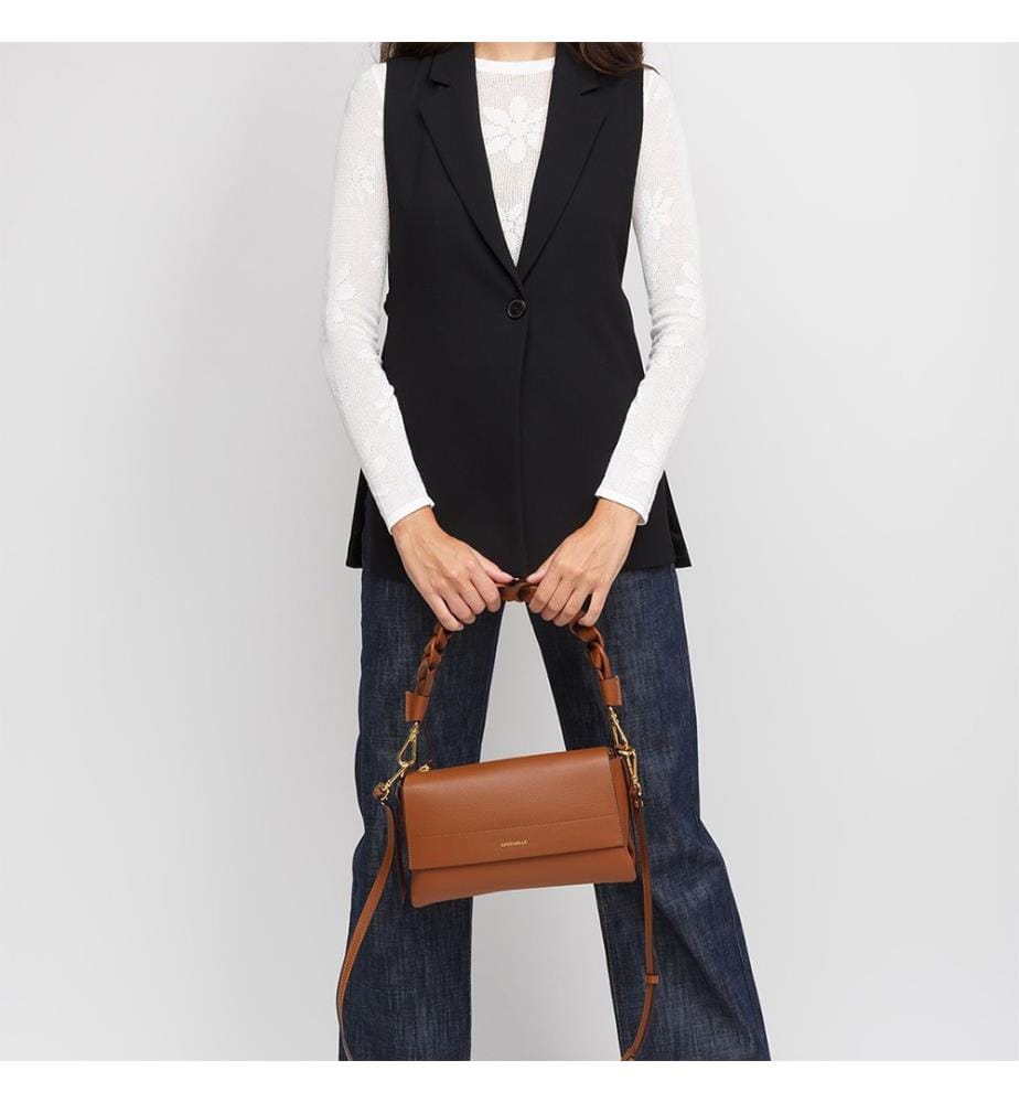 Boheme Grana Double Handtasche - Genarbtes Leder - Cognac/Schwarz