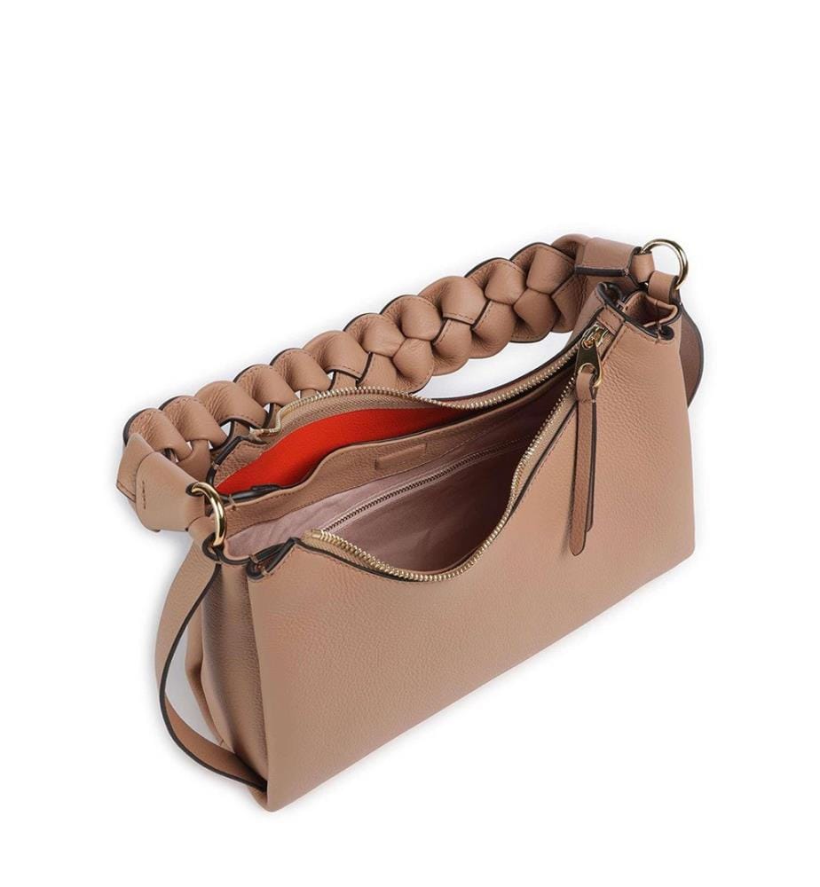 Boheme Grana Double Umhängetasche - doppelte Handtasche aus genarbtem Leder - Skin/Gazpacho