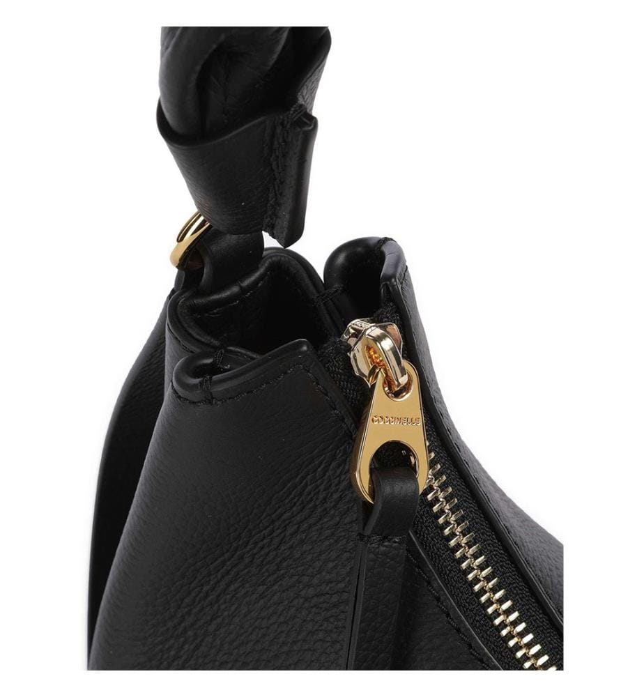 Boheme Grana Double Schultertasche - doppelte Handtasche aus genarbtem Leder - Schwarz/Braun