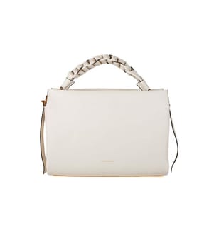 Doppelte Handtasche Boheme Grana - Perle und Cognac