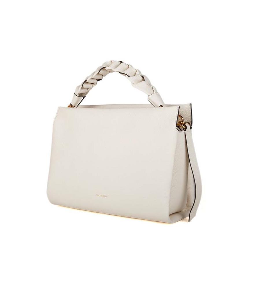 Doppelte Handtasche Boheme Grana - Perle und Cognac