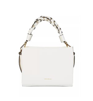 Boheme Grana Double Double Handtasche aus genarbtem Leder - Perle und Cognac