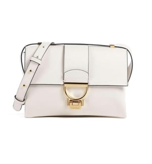 Arlettis Handtasche aus genarbtem Leder - Perle