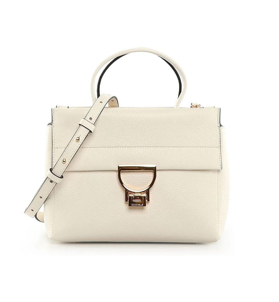 Arlettis Handtasche aus genarbtem Leder - Perle