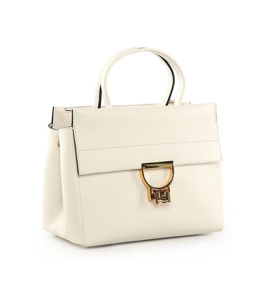 Arlettis Handtasche aus genarbtem Leder - Perle