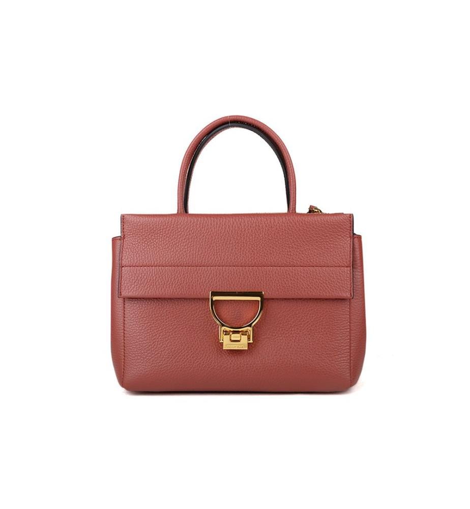 Borsa Arlettis con manico superiore - Pelle granulata - Brandy