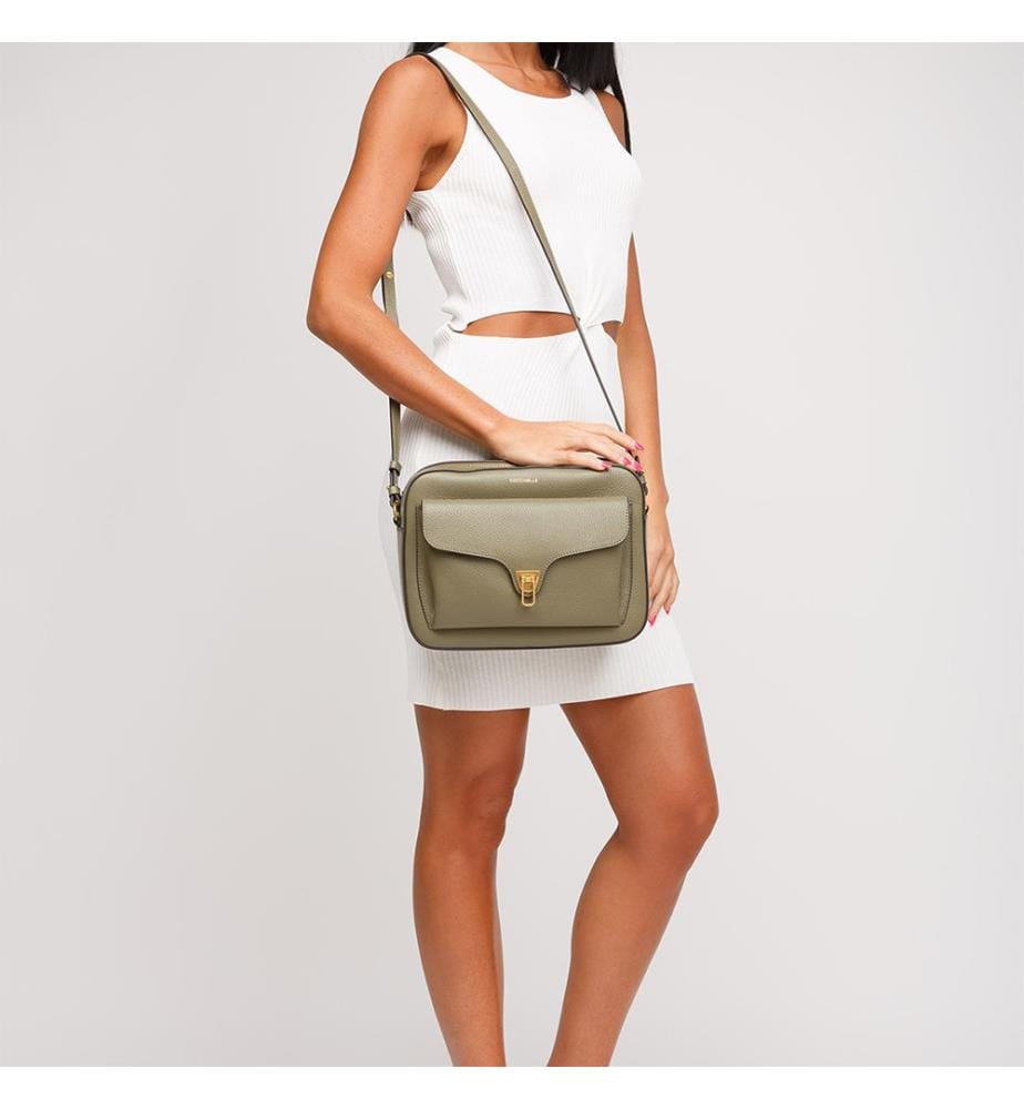 Beat Soft Schultertasche - Genarbtes Leder - Laurel Green