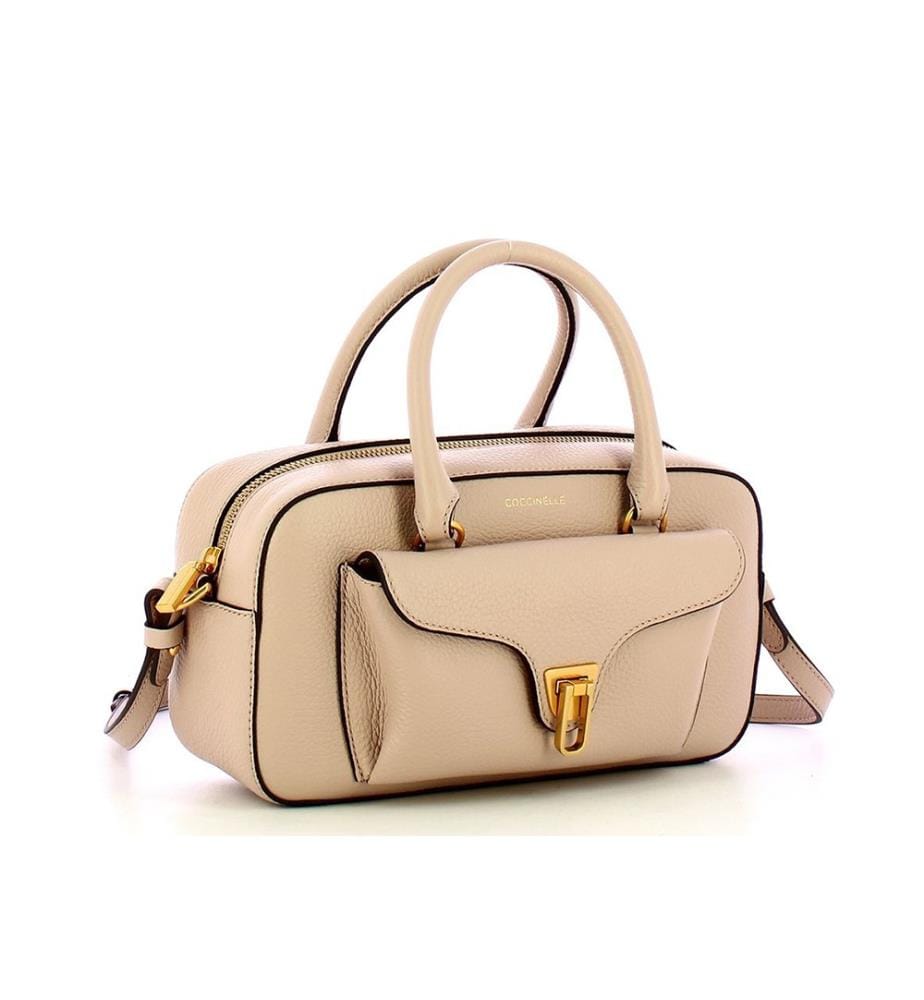 Beat Soft Schultertasche - Gekörntes Leder - Beige