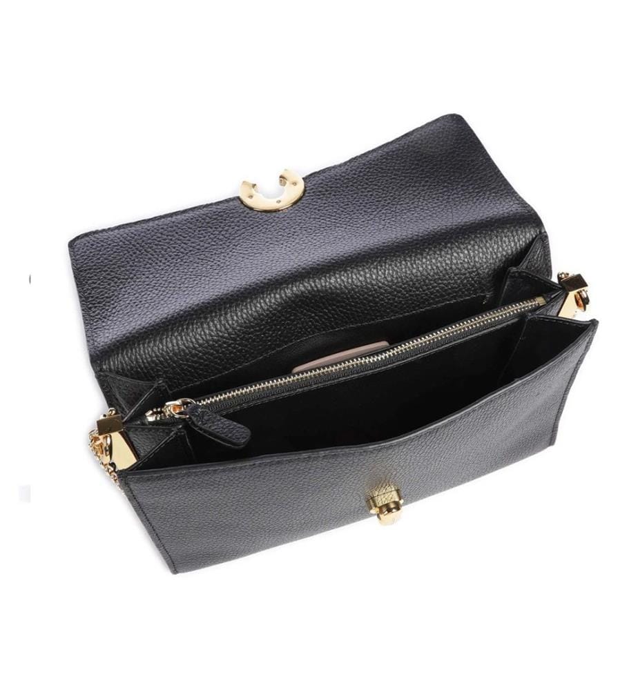 Binxie Umhängetasche - Handtasche aus genarbtem Leder - Schwarz