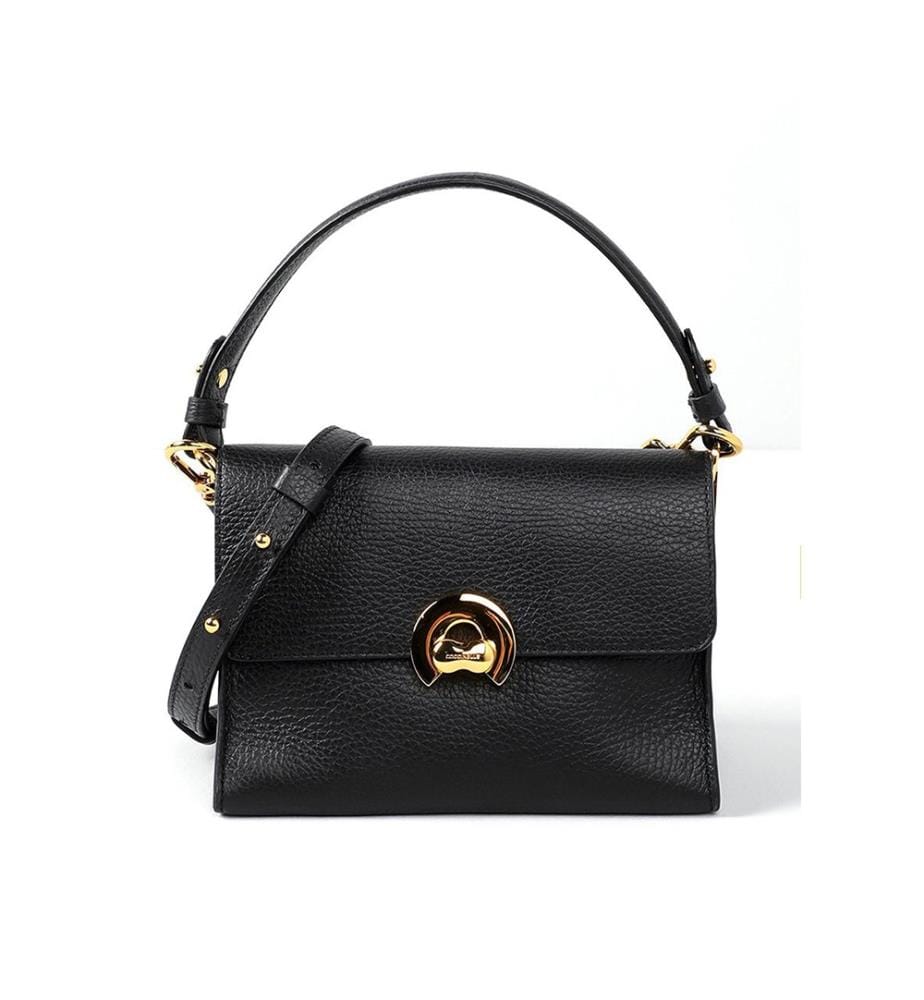 Binxie Schultertasche - Genarbtes Leder - Schwarz