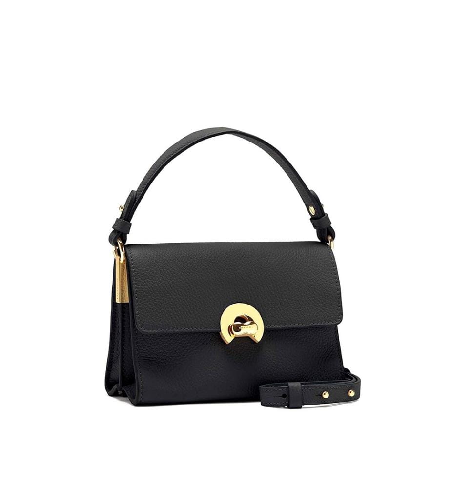 Binxie Schultertasche - Genarbtes Leder - Schwarz