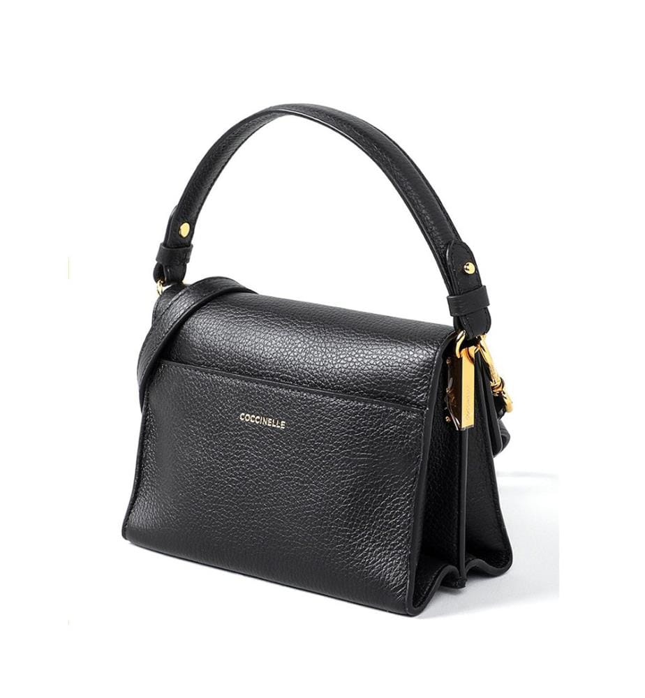 Binxie Schultertasche - Genarbtes Leder - Schwarz