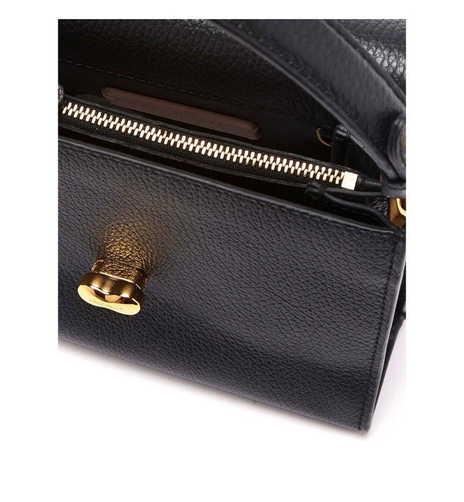 Binxie Schultertasche - Genarbtes Leder - Schwarz