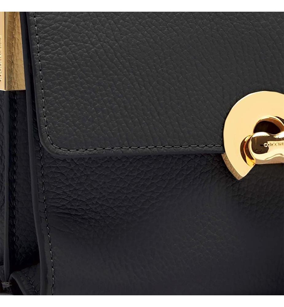 Binxie Schultertasche - Genarbtes Leder - Schwarz