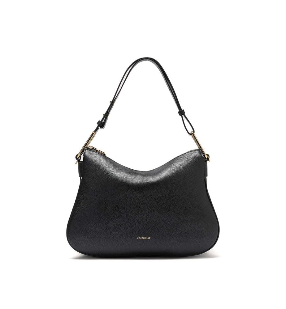 Magie Schultertasche - weiche Handtasche aus genarbtem Leder - Schwarz