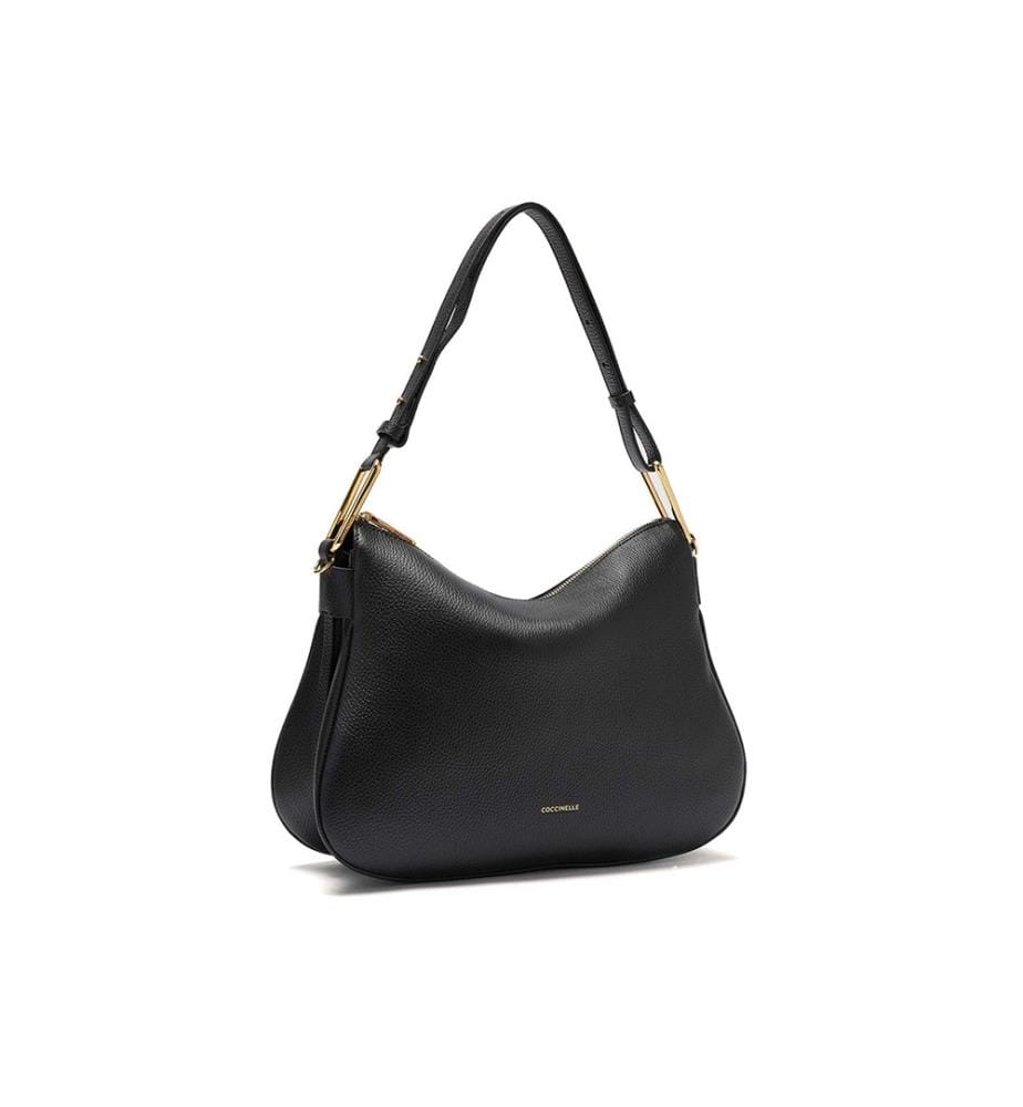 Magie Schultertasche - weiche Handtasche aus genarbtem Leder - Schwarz